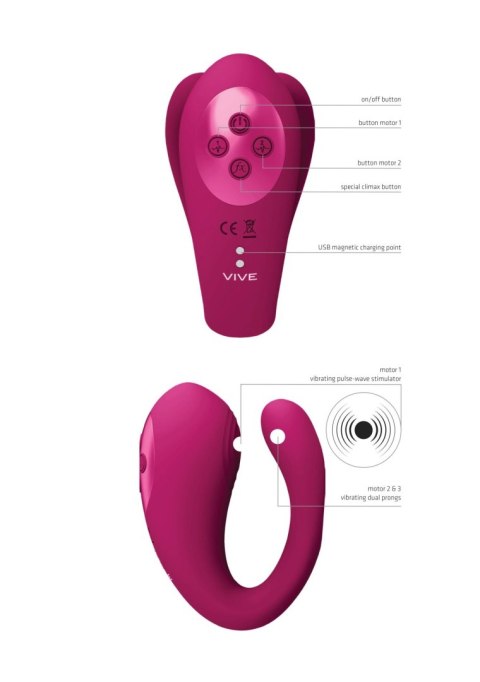 Yoko - Triple Action Vibrator Dual Prongs with Clitoral Pulse Wave SHOTS