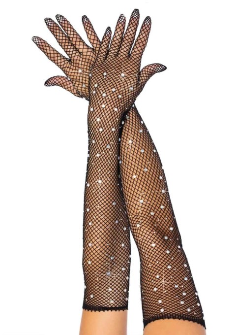Rhinestone Fishnet Opera Length Gloves SCALA