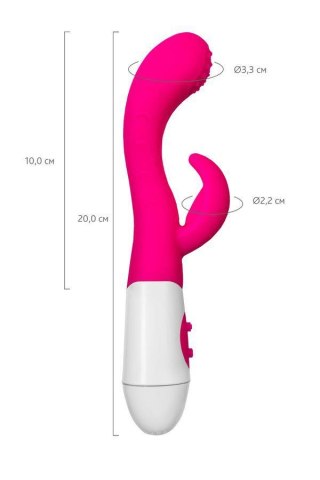 A-TOYS, Vibrator Nessy with Clitoral Stimulator, Silicone, Pink, 20 cm, 10 speeds, 2xAAA TOYFA - Boys of Toys Sp. z o.o. (dystrybutor)