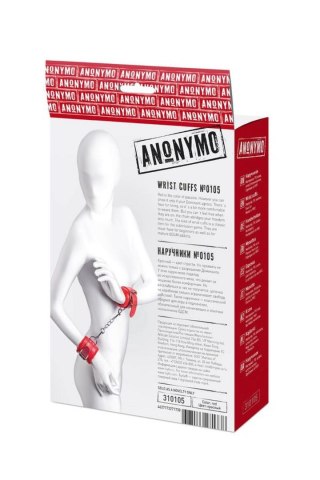 Anonymo handcuffs, PU leather, red, 27 cm TOYFA - Boys of Toys Sp. z o.o. (dystrybutor)