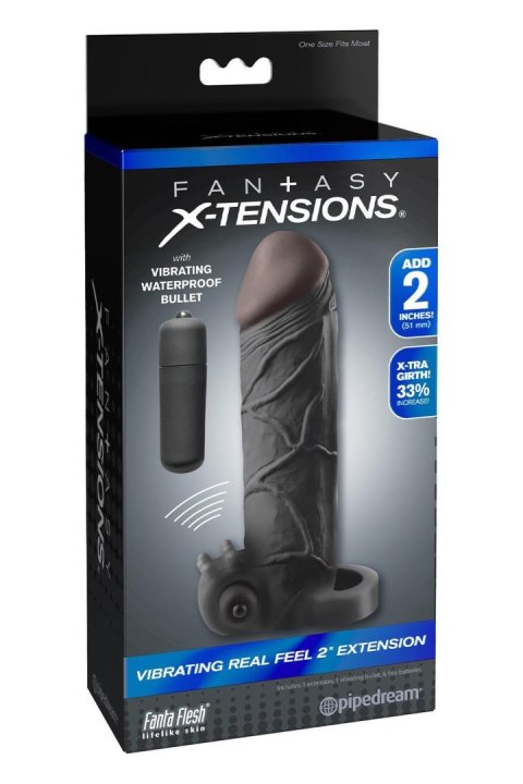Przedłużka wibrująca Fantasy X-tensions Real Feel 2 cale czarna Pipedream