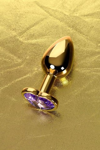Anal plug Metal by TOYFA, metal, gold, with purple crystal, 7 cm, O 2.7 cm Metal by TOYFA