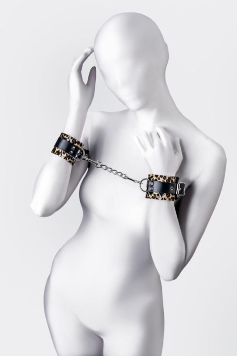 Anonymo handcuffs, PU leather, print, 19.5 cm Toyfa