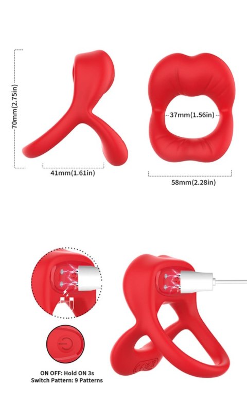 Big Mouth Red 9 vibration function B - Series Joy
