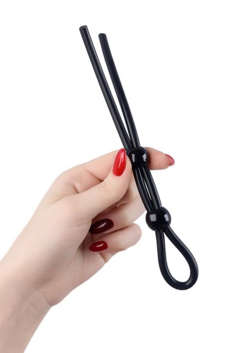 Lasso on the penis A-toys by TOYFA with two beads, silicone, black, 19.5 cm TOYFA - Boys of Toys Sp. z o.o. (dystrybutor)
