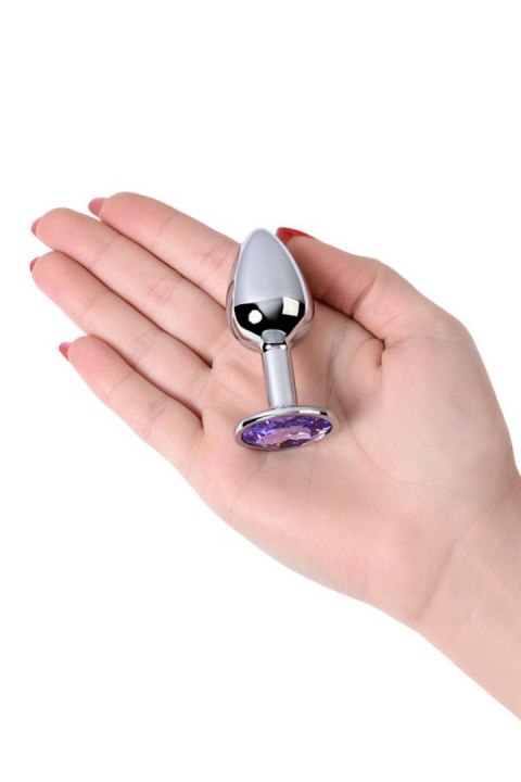 Silver anal plug with gem, blue Metal by TOYFA