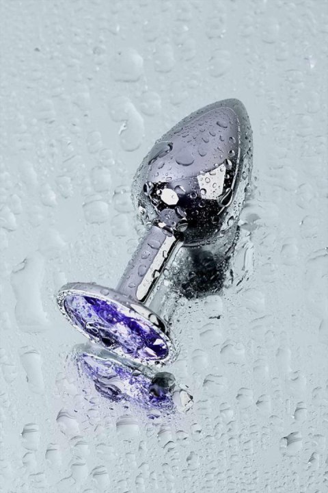 Silver anal plug with gem, blue Metal by TOYFA