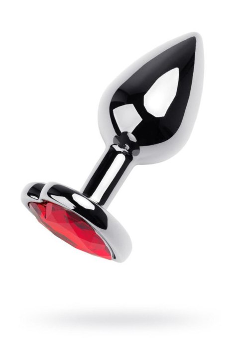 Silver anal plug with pink gem heart-shaped Metal by TOYFA