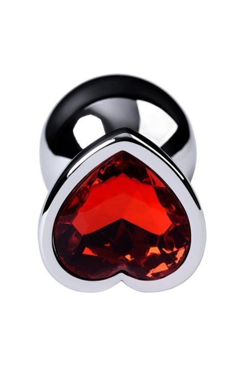 Silver anal plug with pink gem heart-shaped Metal by TOYFA