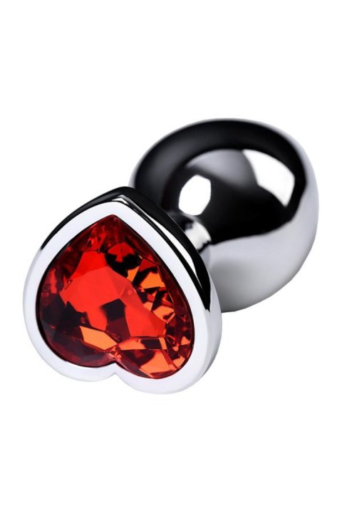 Silver anal plug with pink gem heart-shaped Metal by TOYFA