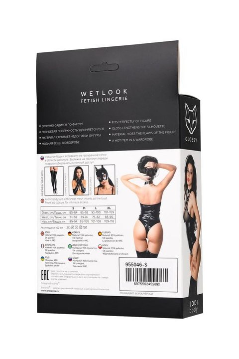 Wetlook body Jodi - black L Glossy