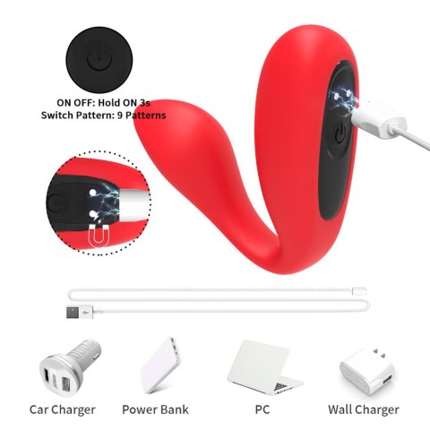 Wibrator Ultrasonic Wave silikonowy czerwony USB B - Series Joy