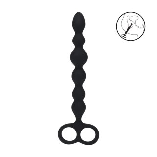 Beaded Silicone Anal Probe with Double Loop - Black SHOTS