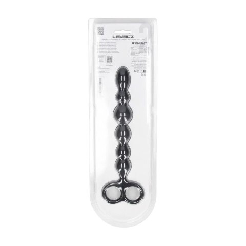 Beaded Silicone Anal Probe with Double Loop - Black SHOTS