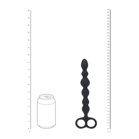 Beaded Silicone Anal Probe with Double Loop - Black SHOTS
