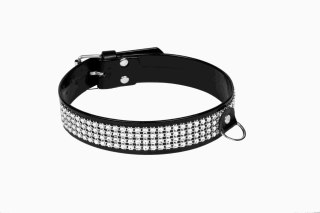 Obroża damska Whips lakierowana z kryształkami czarna 3 cm Whips Collection