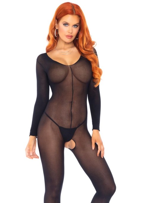 Przezroczysty bodystocking Leg Avenue z długim rękawem czarny Leg Avenue
