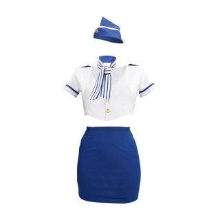 Stewardess Costume - S/M - Blue/White SHOTS