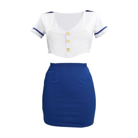 Stewardess Costume - S/M - Blue/White SHOTS