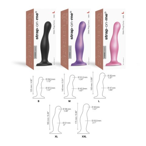 Dildo plug Curvy Strap on me silikonowe czarne XL 18 cm Strap-on-me