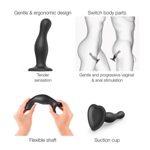 Dildo plug Curvy Strap on me silikonowe czarne XL 18 cm Strap-on-me