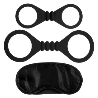 Kajdanki- Me You Us Bound To Please Blindfold Wrist And Ankle Cuffs Black ABS - Intimate Distribution (dystrybutor)