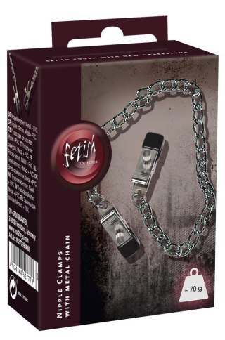 Klipsy na sutki z łańcuchem Fetish Collection 30 cm metalowe Fetish Collection