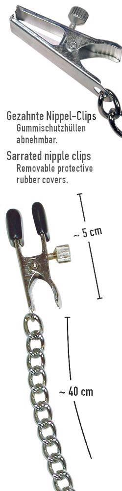 Klipsy na sutki z łańcuchem Fetish Collection 30 cm metalowe Fetish Collection