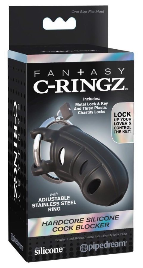 Klatka na penisa silikonowa Fantasy C-Ringz z zamkiem 9,5 cm Fantasy C-Ringz
