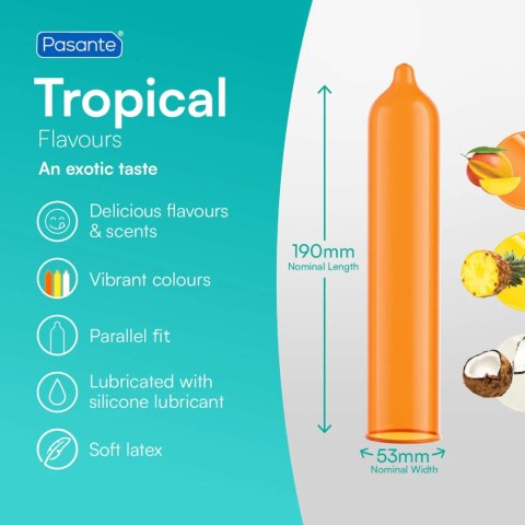 Prezerwatywy Pasante Tropical mango ananas kokos 144 szt Pasante