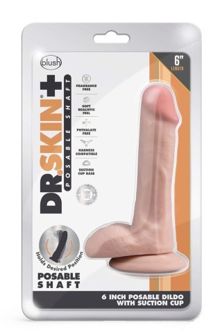 DR. SKIN PLUS 6 INCH POSABLE DILDO WITH BALLS VANILLA TONGA