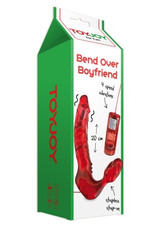 Strap-on z wibracją Bend Over Boyfriend ToyJoy czerwony 4 cm TOYJOY