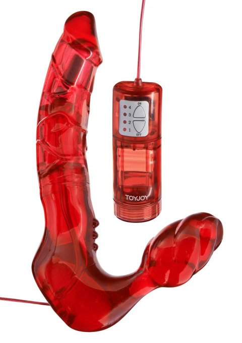 Strap-on z wibracją Bend Over Boyfriend ToyJoy czerwony 4 cm TOYJOY