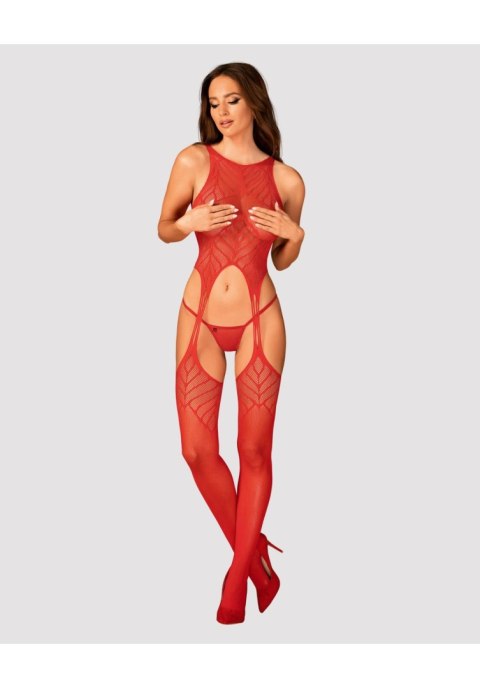 Bodystocking Obsessive N122 czerwony geometryczny XL XXL Obsessive
