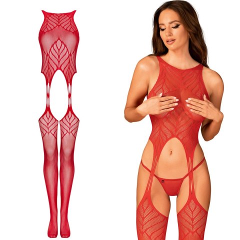Bodystocking Obsessive N122 czerwony geometryczny XL XXL Obsessive