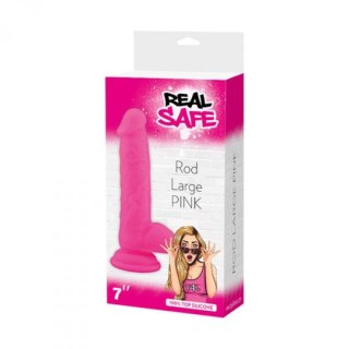 Dildo realistyczne silikonowe Real Safe z jądrami różowe duże Real Safe