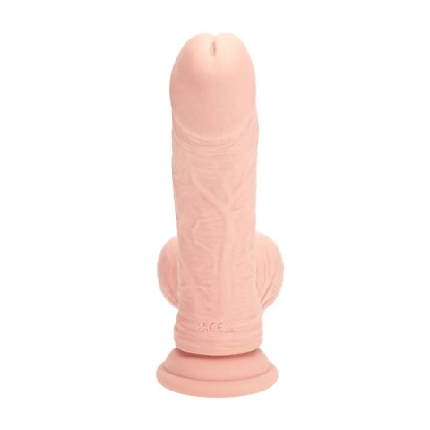 Dual Density Rechargeable Liquid Silicone Vibrator - Curved with Weighted Balls - 6" / 15 cm - Flesh SHOTS