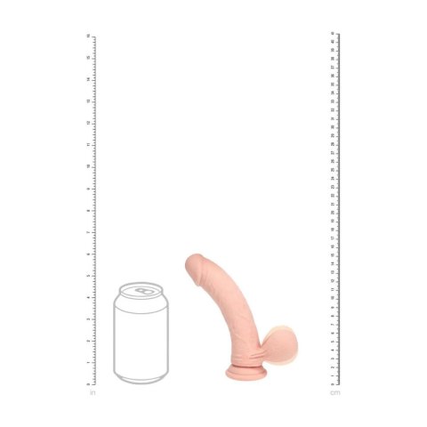 Dual Density Rechargeable Liquid Silicone Vibrator - Curved with Weighted Balls - 6" / 15 cm - Flesh SHOTS