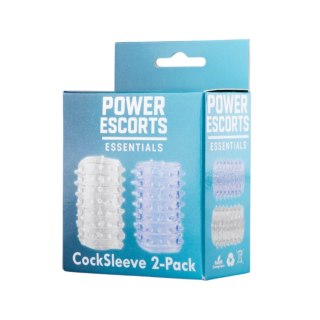 Power Escorts - BR338 - Textured Penis Sleeves - 2-Pack Clear Blue POWER ESCORTS