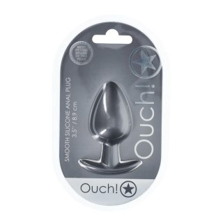 Smooth Silicone Anal Plug - Large - 3.5" / 8,9 cm - Gunmetal Ouch!