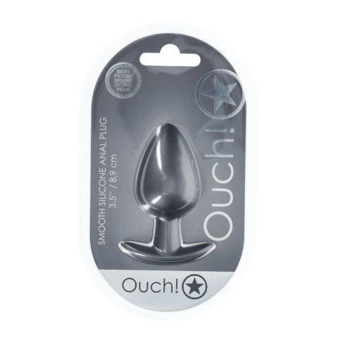 Smooth Silicone Anal Plug - Large - 3.5" / 8,9 cm - Gunmetal Ouch!