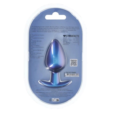 Smooth Silicone Anal Plug - Large - 3.5" / 8,9 cm - Metallic Blue Ouch!