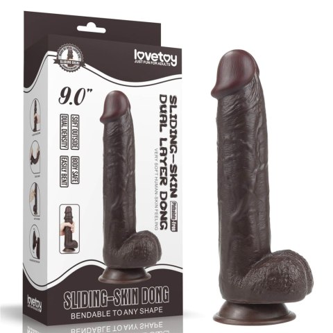 9.0'' Sliding Skin Dual Layer Dong - Black Lovetoy