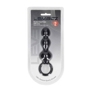 Beaded Silicone Anal Probe with Loop - Black SHOTS