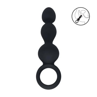 Beaded Silicone Anal Probe with Loop - Black SHOTS