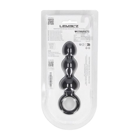 Beaded Silicone Anal Probe with Loop - Black SHOTS