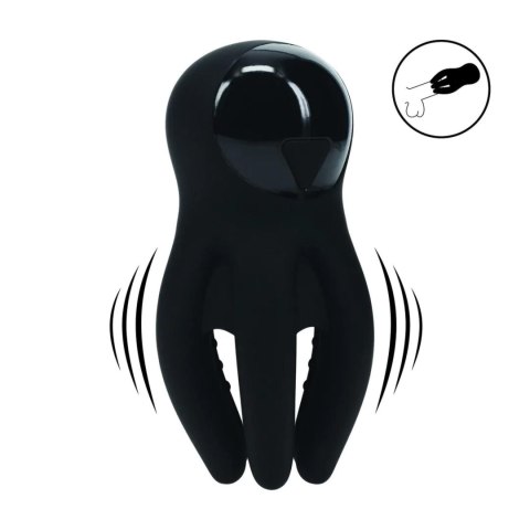 Digital Vibrating Silicone Penis Head Stimulator with Tentacles - Black SHOTS