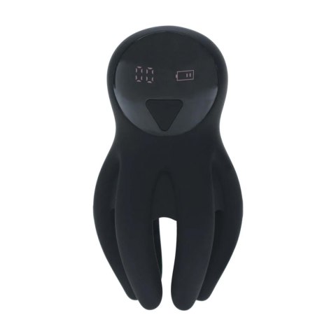 Digital Vibrating Silicone Penis Head Stimulator with Tentacles - Black SHOTS