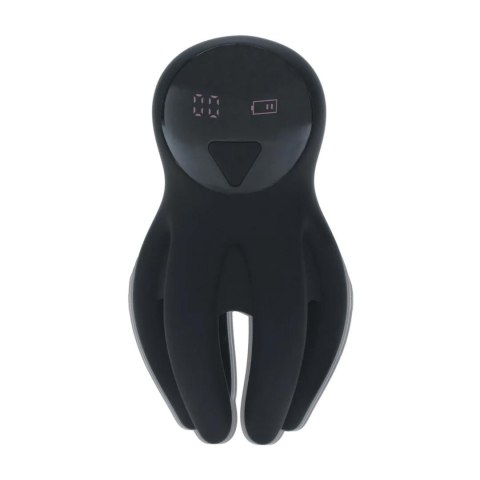 Digital Vibrating Silicone Penis Head Stimulator with Tentacles - Black SHOTS