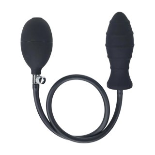 Ribbed Inflatable Silicone Anal Plug - Black SHOTS